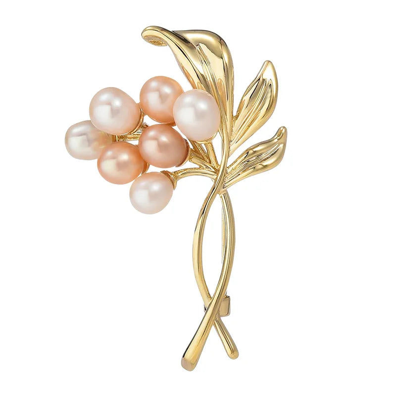 New natural freshwater pearl color bouquet brooch corsage anti-leak buckle