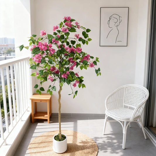 135-170CM New Artificial plum blossom Tree Branch with Plastic Pot Indoor Home ornament Fake Plant for wedding home room decor