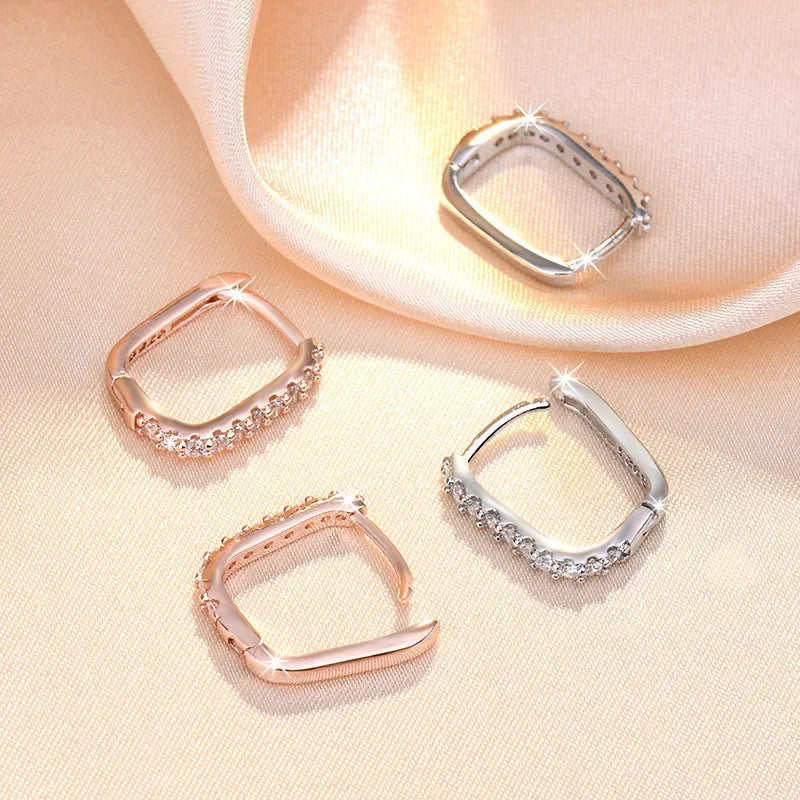 Hemasa  925 Sterling Silver Crystal Fashion Circle Hoop Earrings for Woman/ Wedding Party Gift