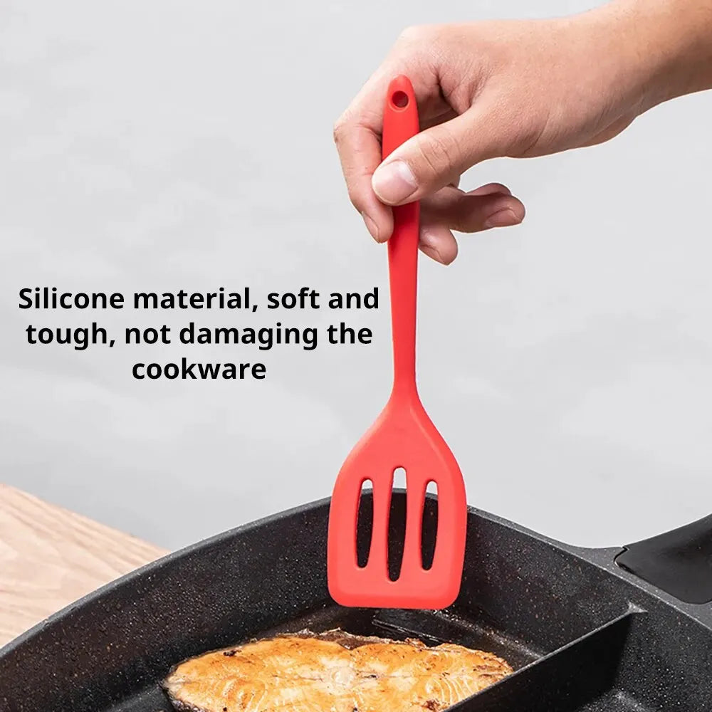 Hemasa 3Pcs Small Silicone Heat-resistant and Non Stick  Frying  pan Spatula Flat Bottom Pan Spatulas