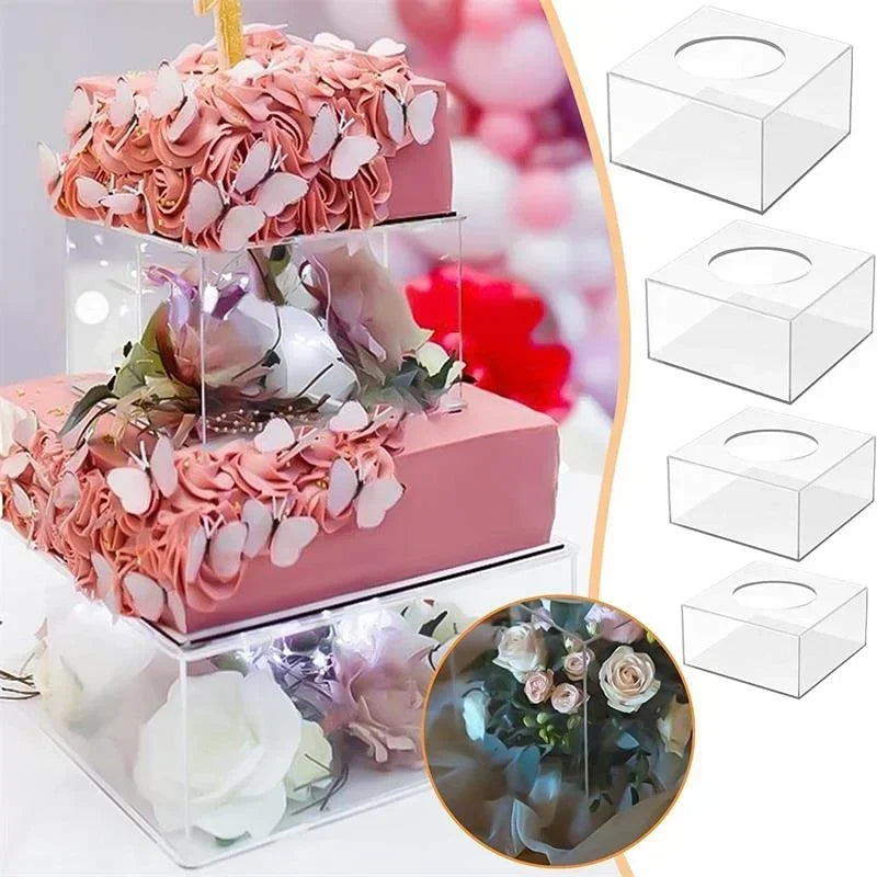 Acrylic Cake Display Board Round/square/hexagonal Acrylic Dessert Display Holders Refillable Board Base Clear Cake Stand Tools