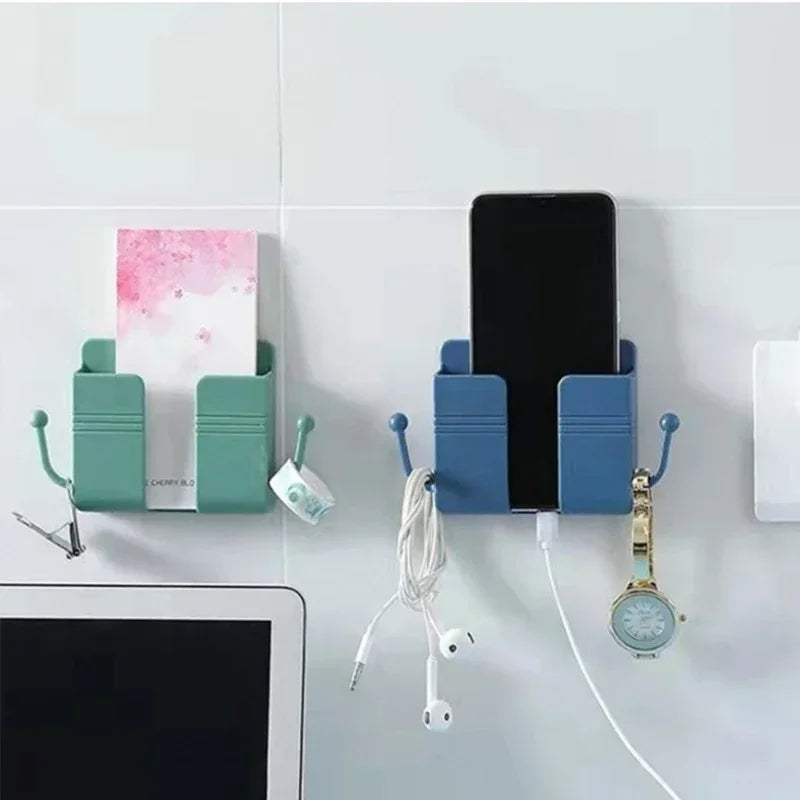 Mobile Phone Wall Mount Hat Hook Glasses Holder Hanger Remote Control Holder Bracket Charging Stand Home Storage Organization