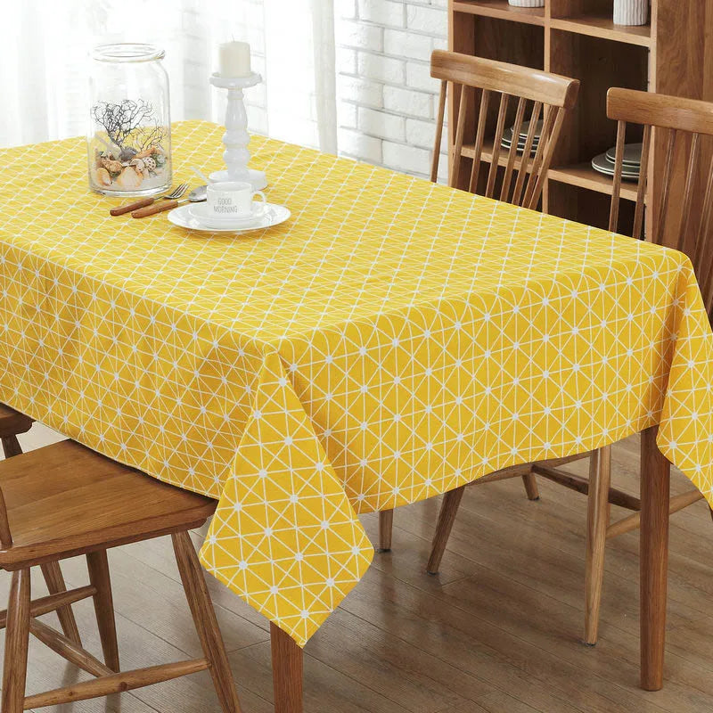 Hemasa Home Waterproof Wave Point Simple Green Leaf Tablecloth