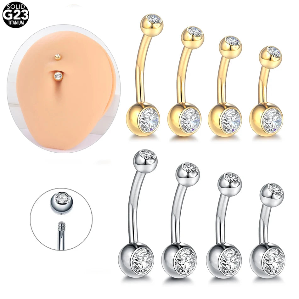 1Pc G23 Titanium Belly Button Rings 14G Crystal Navel Barbell Sexy Belly Piercing Jewelry for Sexy Women Belly Ring Piercing