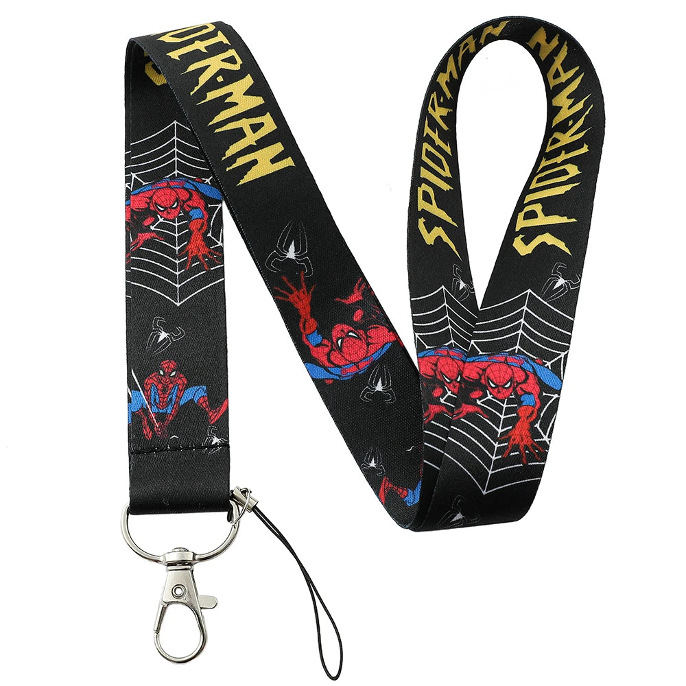 Disney Marvel Spiderman Neck Phone Strap Lanyard Keychain for Wallet Charm Cartoon Lariat Student Chain Anti-lost Decoration