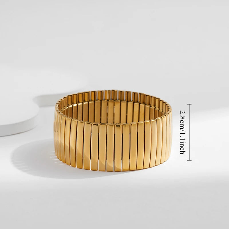 Tejesa  Stainless Steel Gold Plated  Pearl Elastic Bracelet Women /Girls