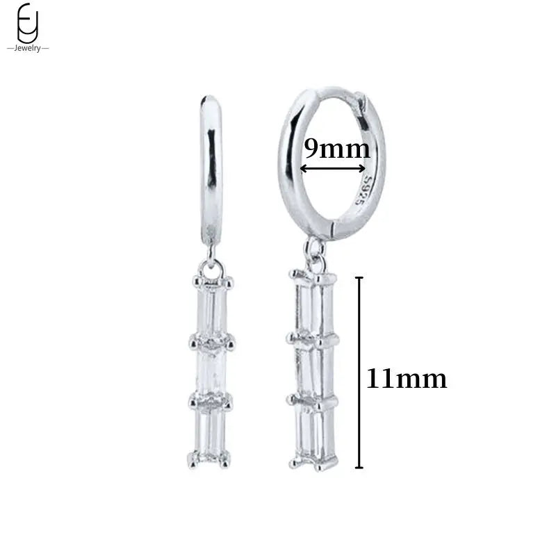 Hemasa 925 Sterling Silver Ear Buckles Fashion Hoop Earrings /White Crystal Luxury Women's Earrings Wedding Women's Jewelry Premium Gift