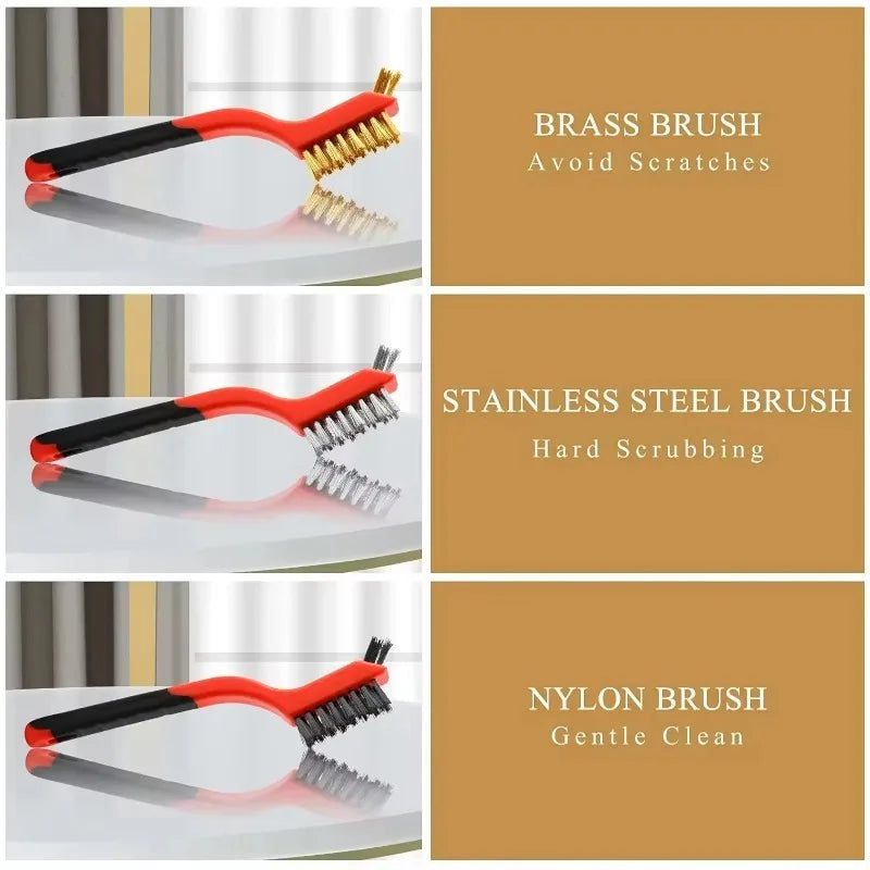Tejesa Mini Brush Set Of Three Kitchen Brushes For Gas Hoods Grease And Stain Removal Cooktop Cleaning Tools