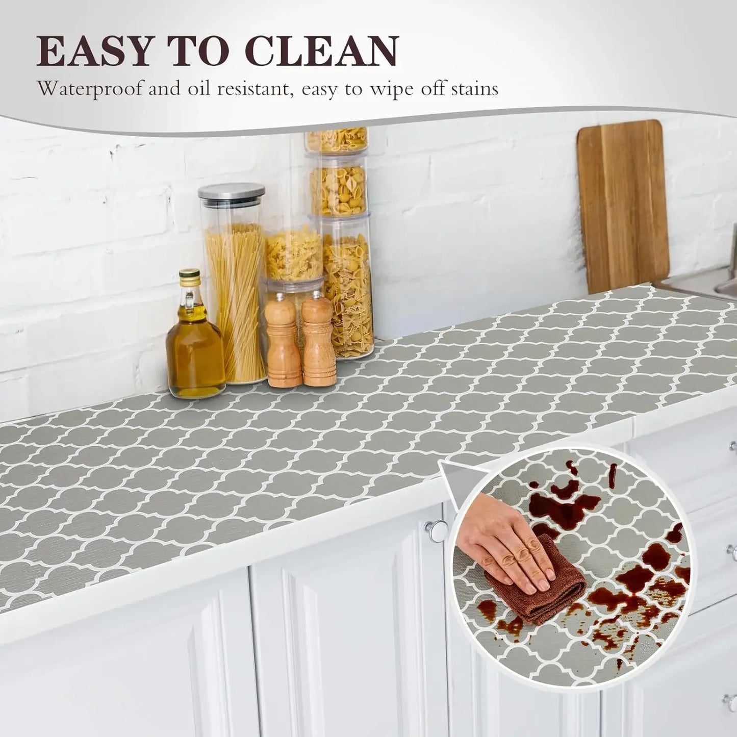 Tejesa 30x130CM Non-Adhesive Kitchen Cabinets Shelf Liner Non-slip Waterproof Drawer Liners for Cupboard Dresser Bathroom Kitchen