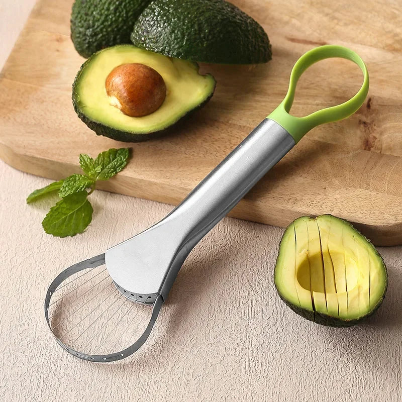 Hemasa Stainless Steel Avocado Slicer Avocado Peeler, Multifunctional Avocado Knife Kitchen 2 in 1 Fruit Avocado Cutter Core Separator Knife Tool