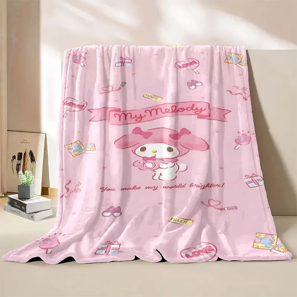 My Melody Flannel Blanket Sanrio Soft Fluffy Quilt Thicken Plush Nap Blanket Cartoon My Melody Sofa Blanket Child Adult Gift