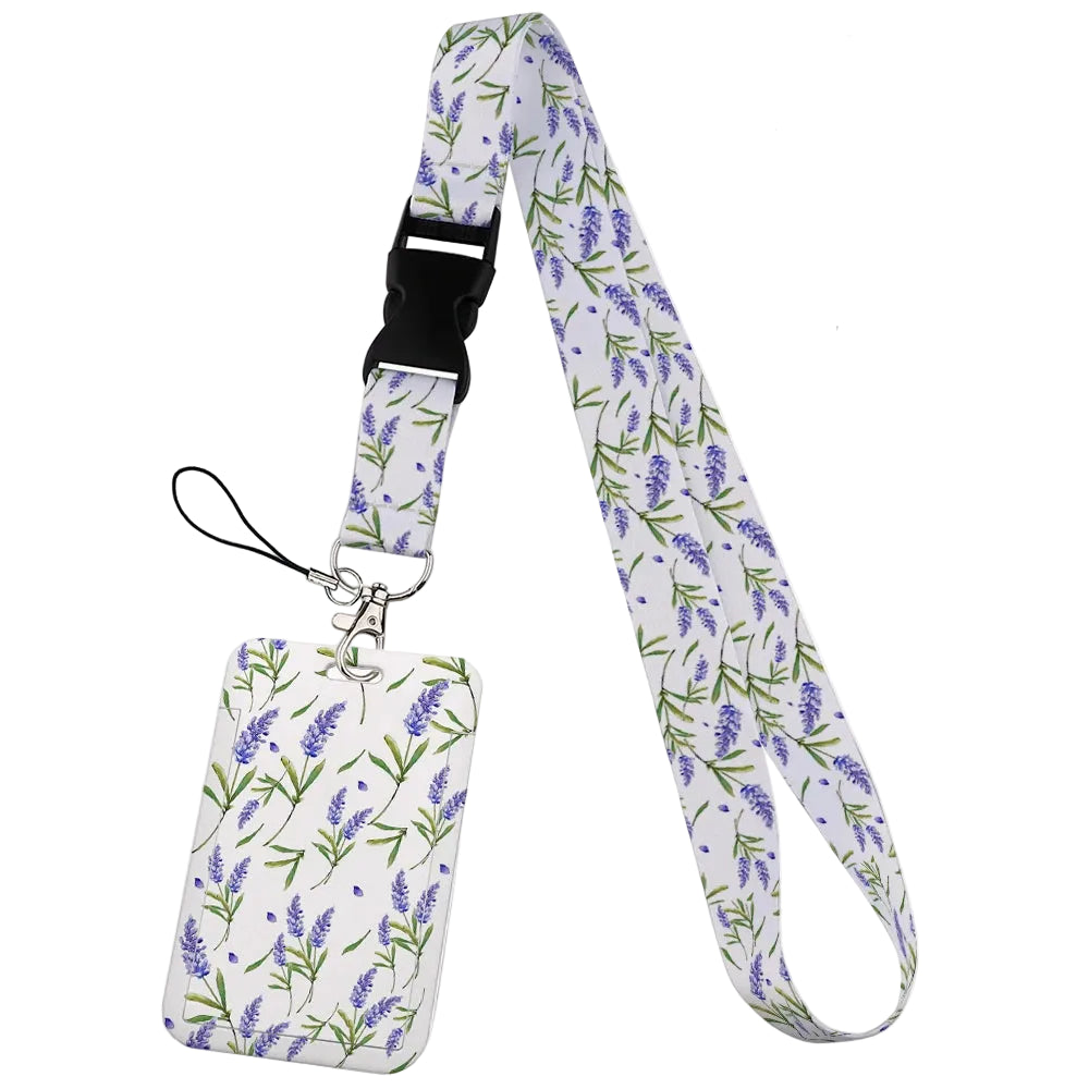 Tejesa  Flower design Lanyard Business Credit Card Holder/ Neck Strap Keychain Hang Rope ID Badge Holder