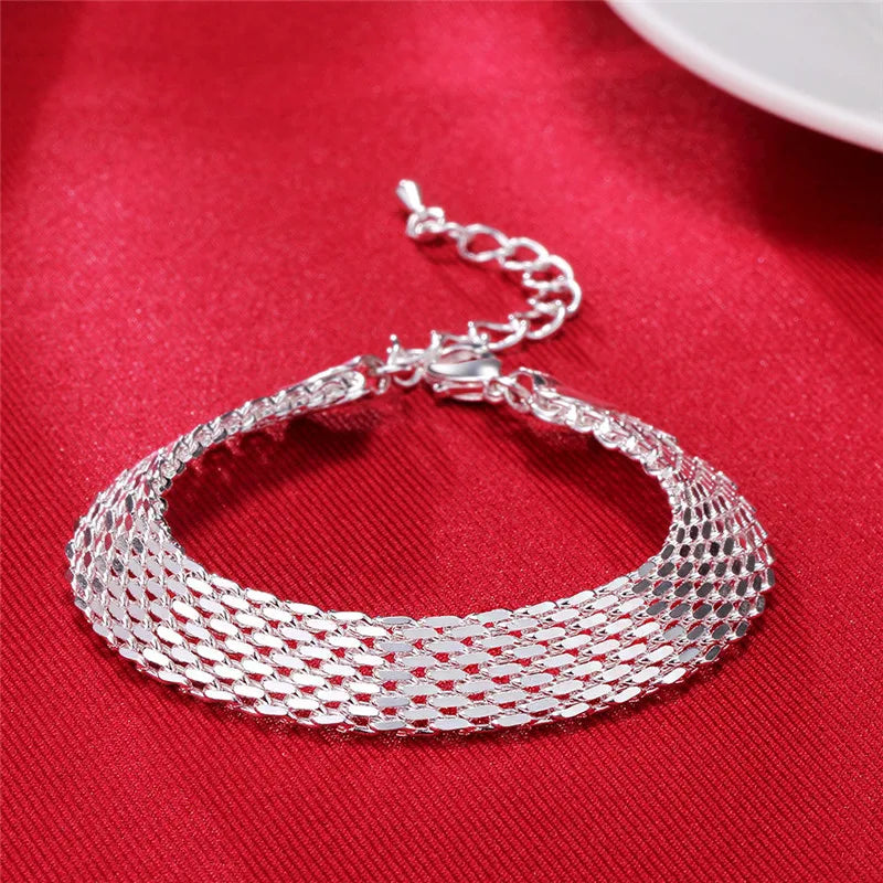 Hot New 925 Sterling Silver Bracelets For Women Exquisite Fashion Weaving Chain Wedding Party Christmas Gifts Jewelry