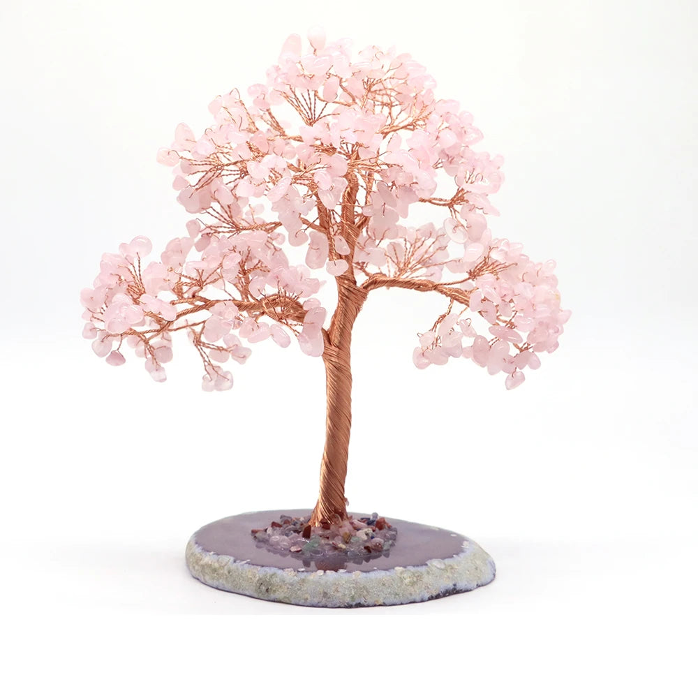 Natural Gemstone Healing Crystal Citrine Lovers Money Tree on Agate Base Feng Shui Rock Stones for Home Office Desk Decorations