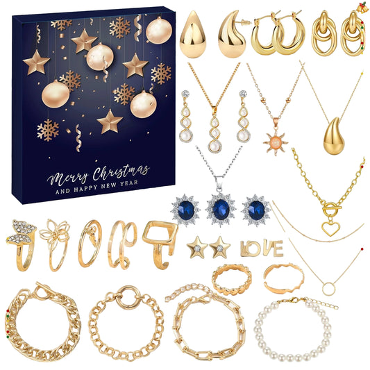 Tejesa Christmas Advent Calendar 24 Days Countdown Necklace Bracelet Blind Box DIY Christmas Decoration Surprise Gift Blind Box