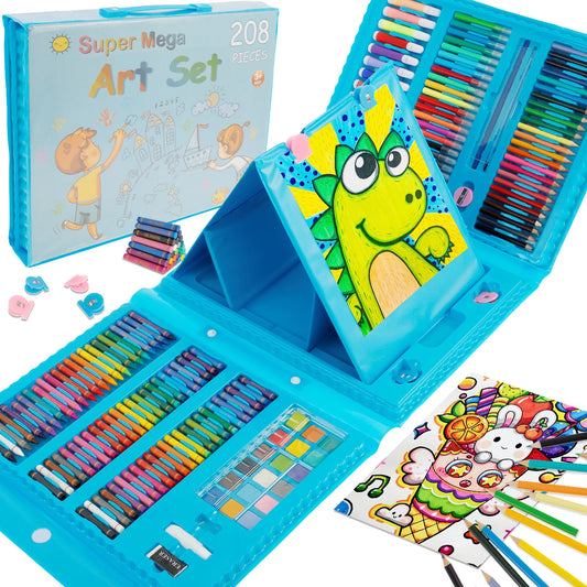 208Pcs Art Supplies Colorful Drawing Art Kit Non Toxic Painting Drawing Art Kit Safe Art Kit Cute Painting Kit for Kids Boys