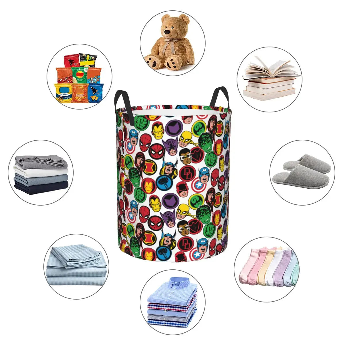 Tejesa  Laundry Hamper Large Storage Basket Action Spider Man Comics Girls Boys Toy Organizer