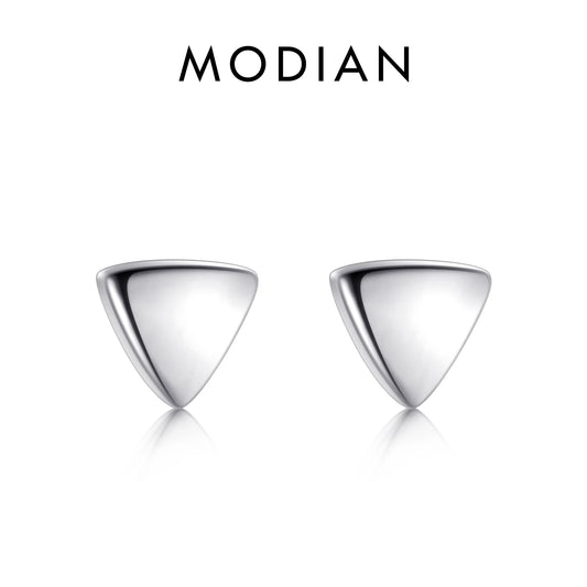 Modian 2021 Hot Sale Real 925 Sterling Silver Fashion Exquisite Triangle Stud Earrings Simple Style For Women Jewelry Bijoux