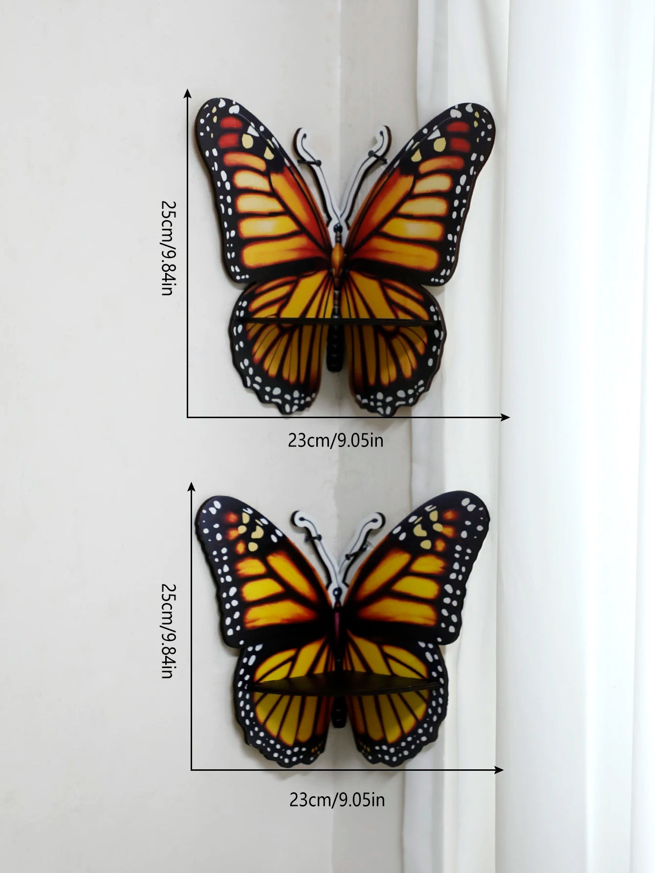 Hemasa Butterfly Wood Shelf Crystal Stone Display Stand Painted Corner Shelf Floating Shelves Room Decors