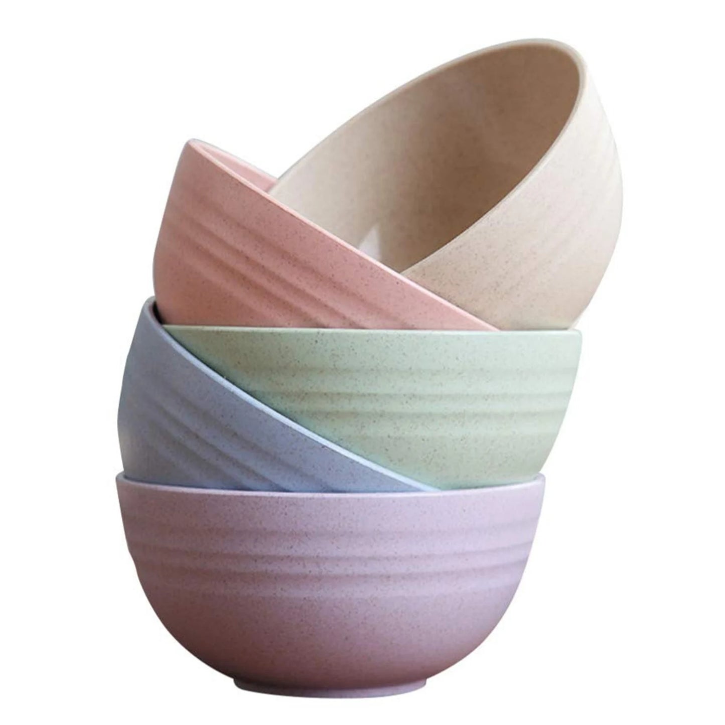 Hemasa 5 PCS 12cm Cereal Bowls Wheat Straw Unbreakable Reusable Bowls