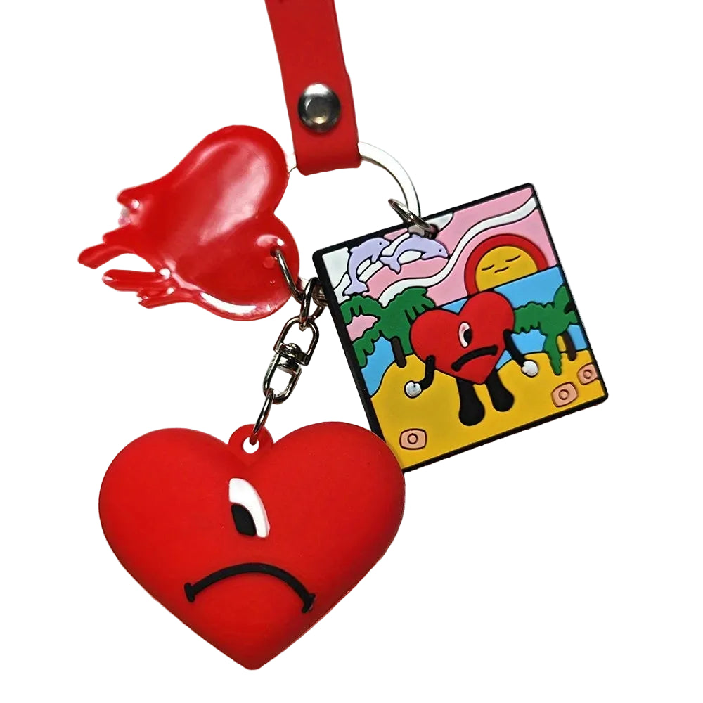 Tejesa Bad Bunny Red Heart Bad Bunny Key chain /Cartoon Silicone Love Doll Delicate Bag Gift Pendant