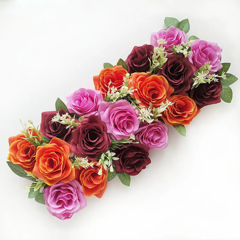 50cm Rose  Artificial Flower Row Wedding Decoration Flower Wall Backdrop Garland Home Party Decor Photo Props Background