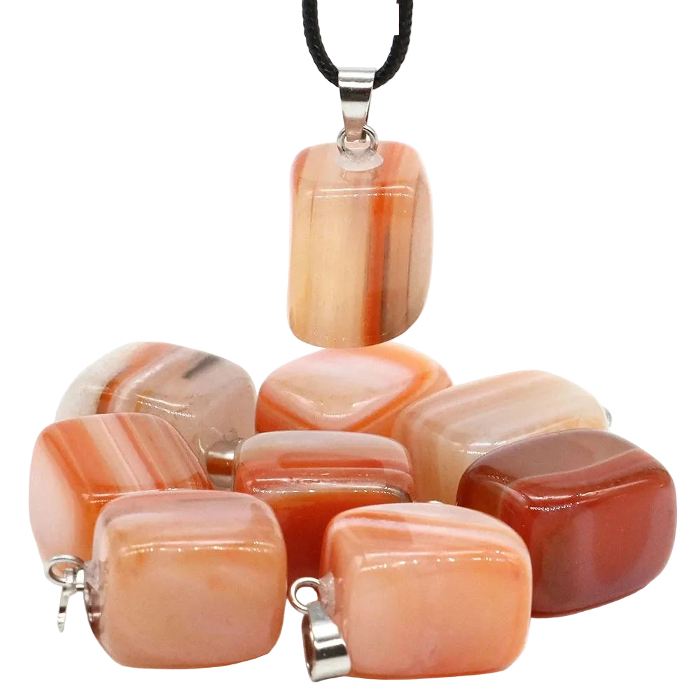 Natural Healing Irregular Tumble Stone Necklace Reiki Mineral Rose Quartz Tiger Eye Pendants for Women Men Jewelry Making Gifts