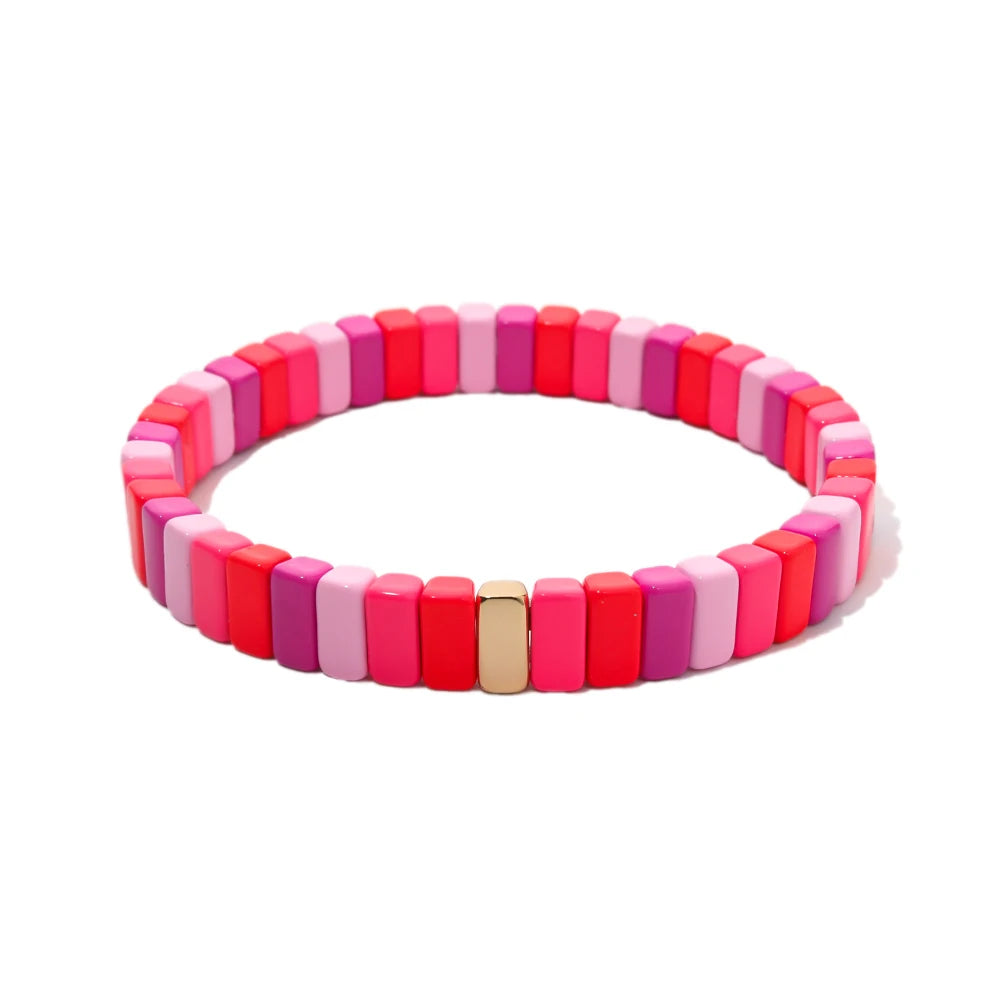 Tejesa  Pink Enamel Beaded Bangle Bracelets For Women /Girls