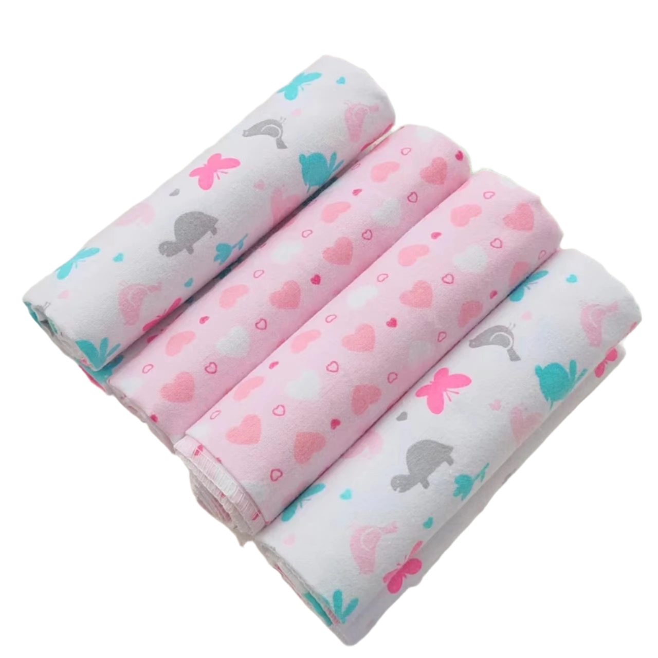 Hemasa 4pcs/pack 100% Cotton Flannel Diapers Supersoft Receiving Baby Blanket Newborn Wrap 76x76cm Baby Bedsheet Print Blanket Swaddle