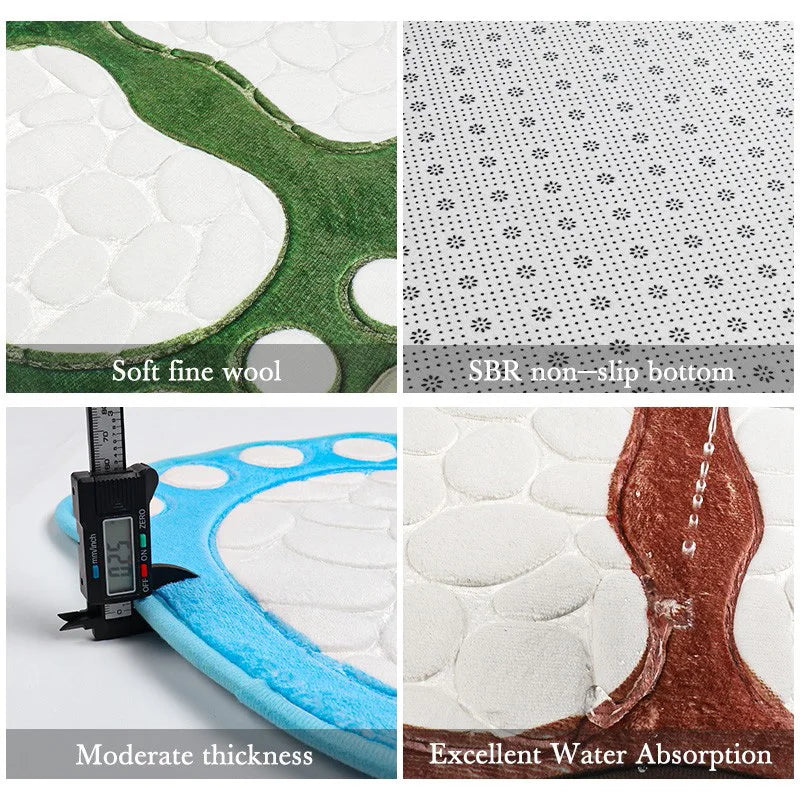 Hemasa Bathroom Rugs Mats Super Absorbent Non-slip Bath Rugs Washable Cobblestone Bath Carpet Cute Foot Shaped Memory Foam Area Rug