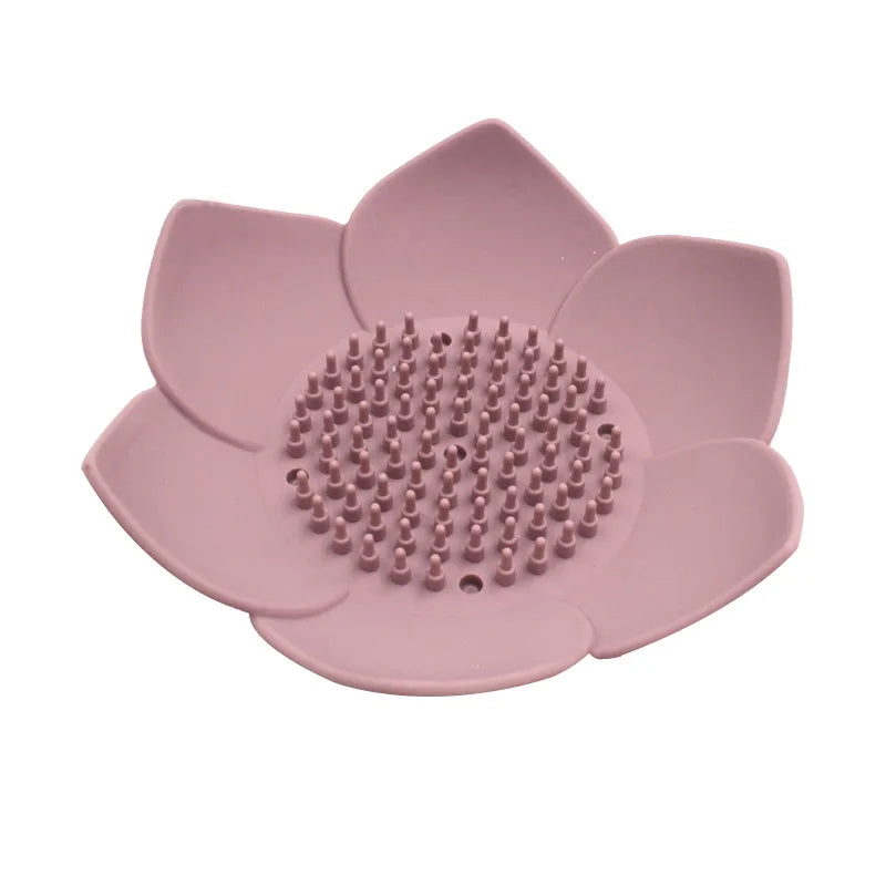 Petal Shape Soap Dish Non-slip Silicone Soap Box Container Bathroom Storage Tray Portable Home Kitchen Drain Sponge Holder