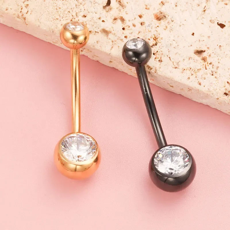 G23Titanium 14G 8/10/12/14mm Surgical Titanium Belly Button Rings Zircon Navel Bar Body Piercing Jewelry Nombril Ombligo Barbell