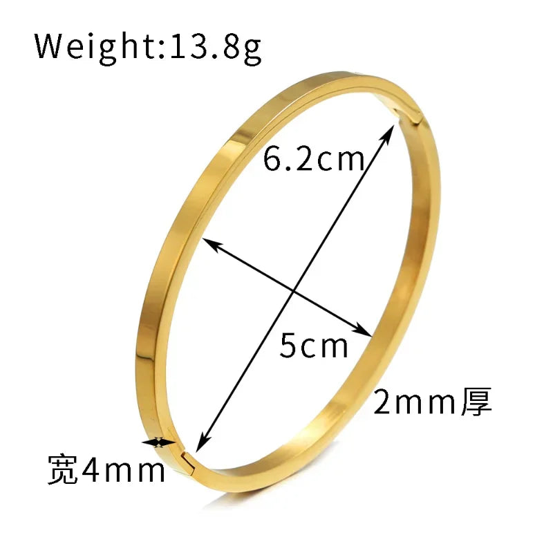 2024 Bangles Chain Bracelet for Men Stainless Steel Men Jewelry Flat Bracelets Gold Color Waterproof Charm Bracelet for Women