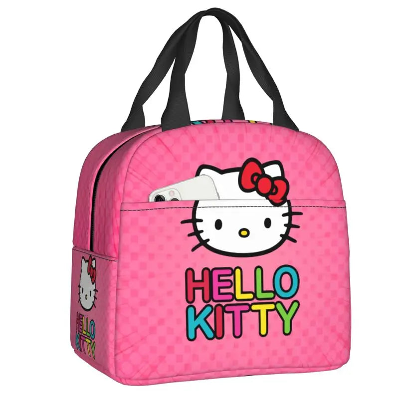 Hemasa  Hello Kitty Cat Lunch Bag Leakproof Cooler Thermal Insulated Bento Box For Women Kids Picnic Travel Food Tote Bags