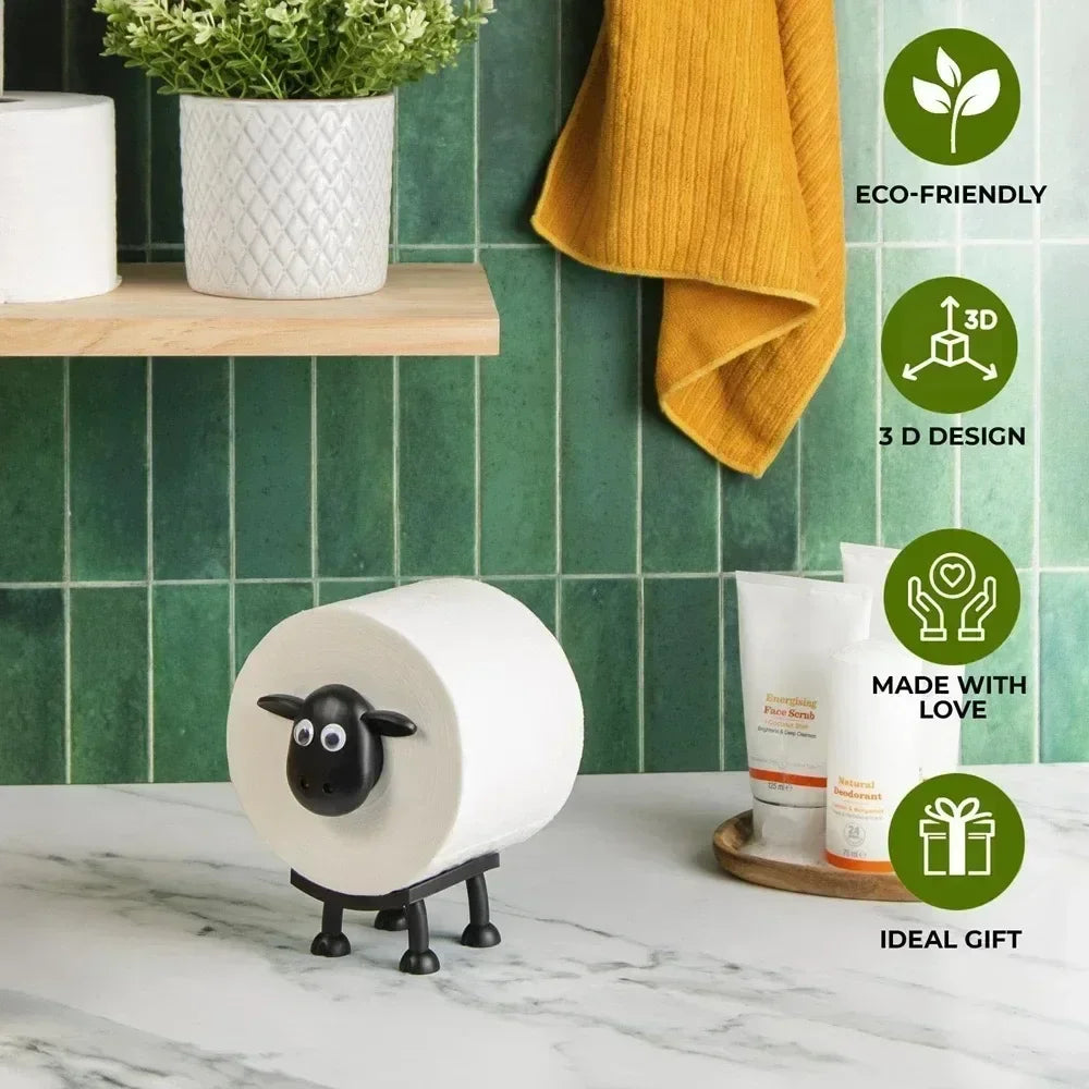 Hemasa Sheep Toilet Roll Holder, Cute Sheep Shape Toilet Tissue Rack, Free Standing Storage Roll Paper Holder Animal Shape Paper Rack
