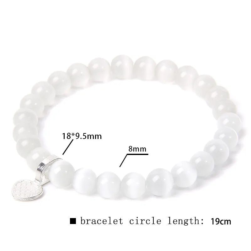 Hemasa Multicolor  Cat Eye Stretchable Bracelet with Heart Charm