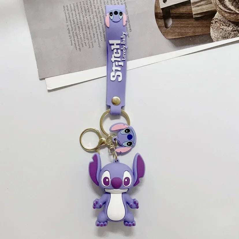 Disney Creative Cartoon 3D Silicone Stitch Pendant Keychain for Women Men Teens Backpack Bag Car Keys Accessories Gifts for Fans