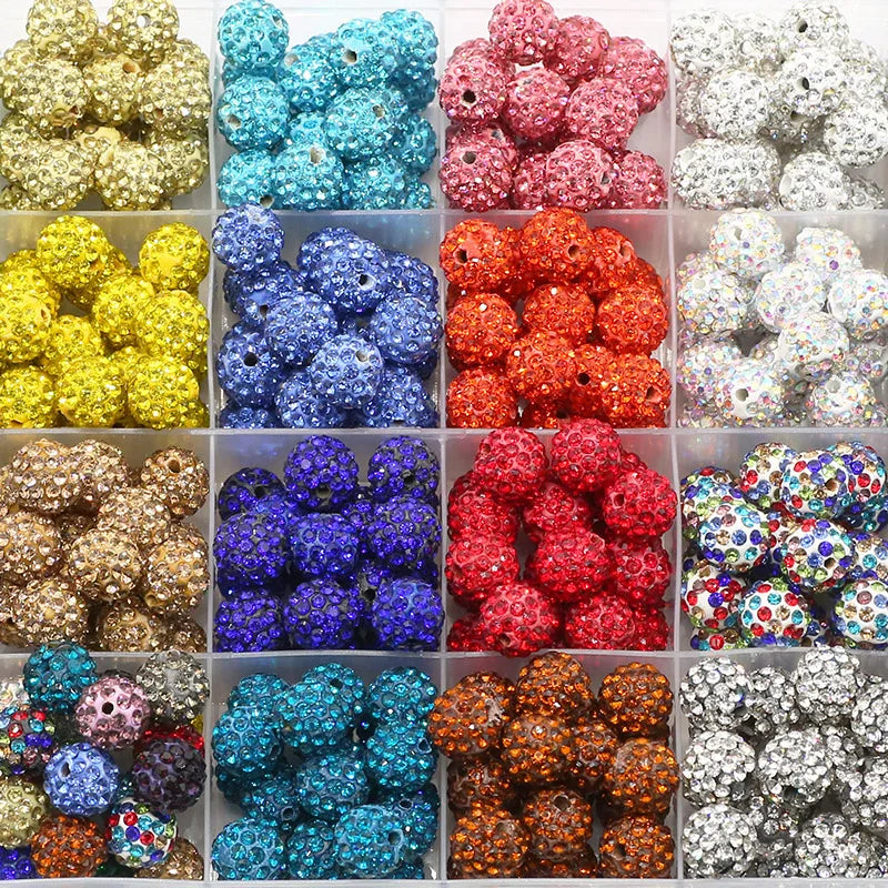 10MM 20pcs Charm Clay Disco Ball Pave Crystal Spacer Loose Beads For Jewelry Making DIY Necklace Bracelets Pendants Accessories