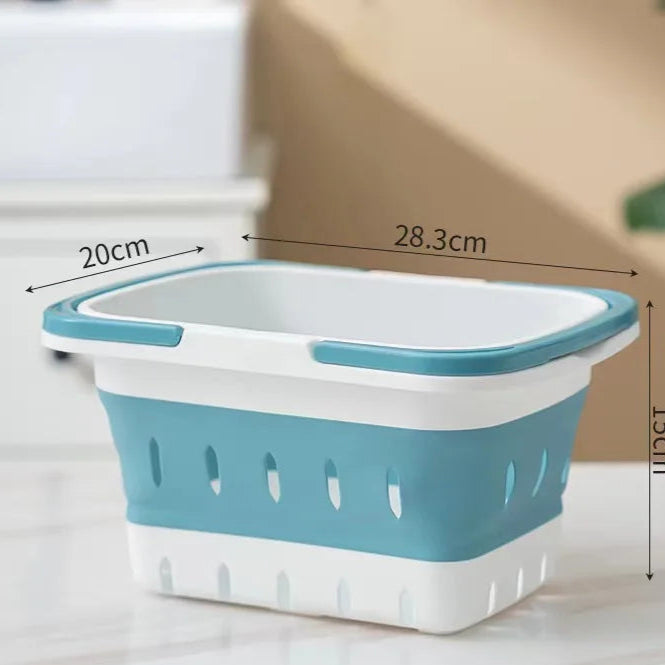 Hemasa  Portable Plastic Folding Laundry Basket Dirty Clothes Washing Bucket Container With Handle For Bathroom Storage Sorting