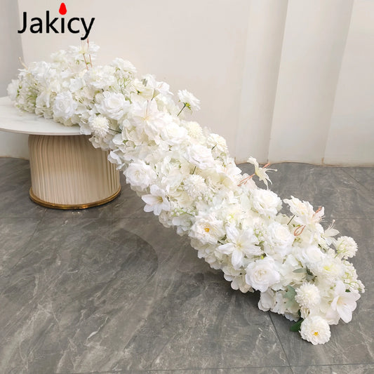 Artificial White Cherry Blossoms 1M/2m Flower Row Wedding Table Centerpiece Flowers Event Backdrop Wall Arch Decor Stage Floral