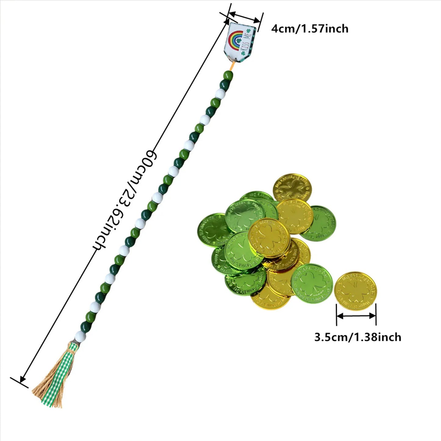 Irish Festival Wooden Bead String Tassel Pendant Wall Suspension Decoration Pendant for St Patrick's Day Tree Table Decor B88