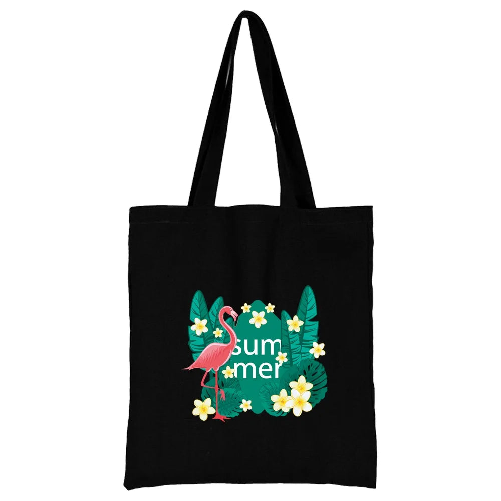 Tejesa Canvas Shopping Bag for Women /Shoulder Bags / Grocery Handbags /flamingo Print  Jute Bag