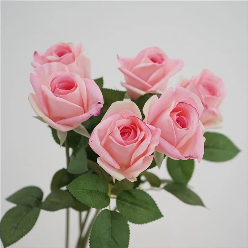 10Pc Hand-feel Moisturizing Rose Real Touch Artificial Flower Bridal Bouquet Marriage Decor Rose Flowers Wedding Party Home Deco
