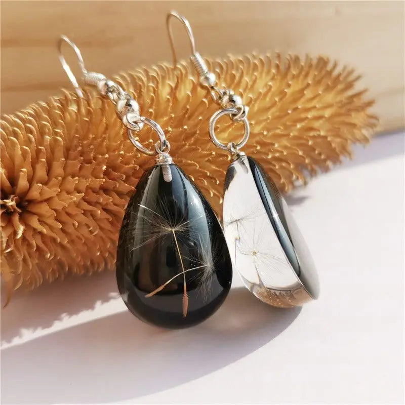 Unique Dandelion Earrings Women Handmaking Epoxy Resin Earring Wholesale Transparent Earring With Dandelion Girls Boho Jewelry