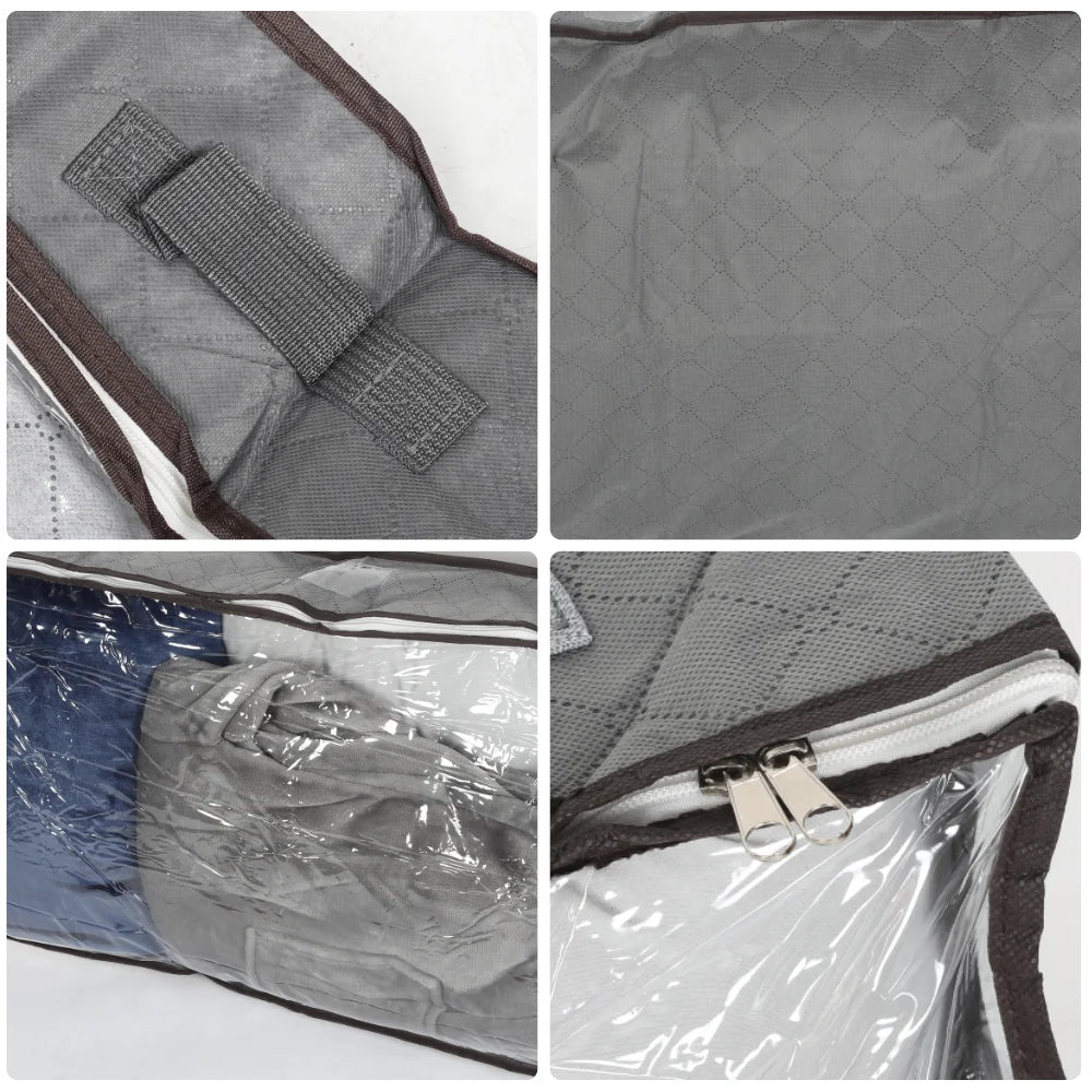 Tejesa 2pcs Underbed Quilt Storage Bag Organizer Wardrobe Clothes Dust Moisture-proof Finishing Bag Foldable Storage Box 90L