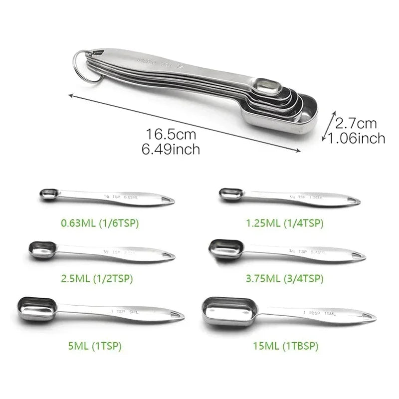 Tejesa 6Pcs Stainless Steel Measuring Spoon Set /Coffee Sugar Tea Spice Measuring Scoop Set With Scale For Kitchen Baking Measuring Tool
