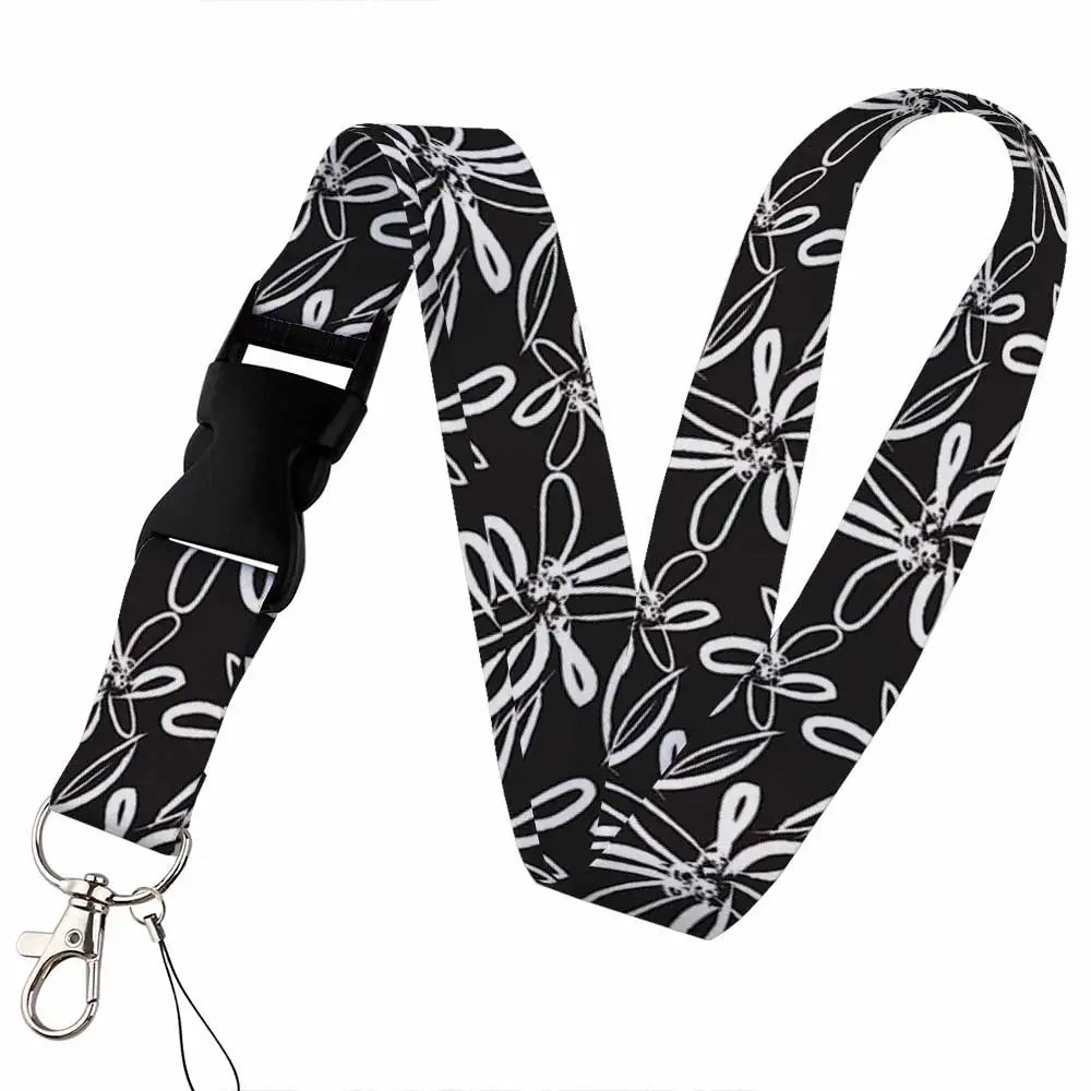 Tejesa Beautiful flower Lanyard Keys Chain Badge Holder ID Credit Card Pass Hang Rope Lariat Mobile Phone Charm Accessories Gifts