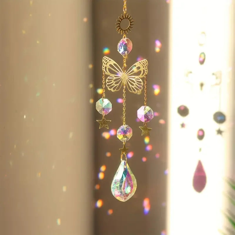 Hemasa  Butterfly Crystal Sun Catcher - Glass prism reflecting lights for home , garden and car decor