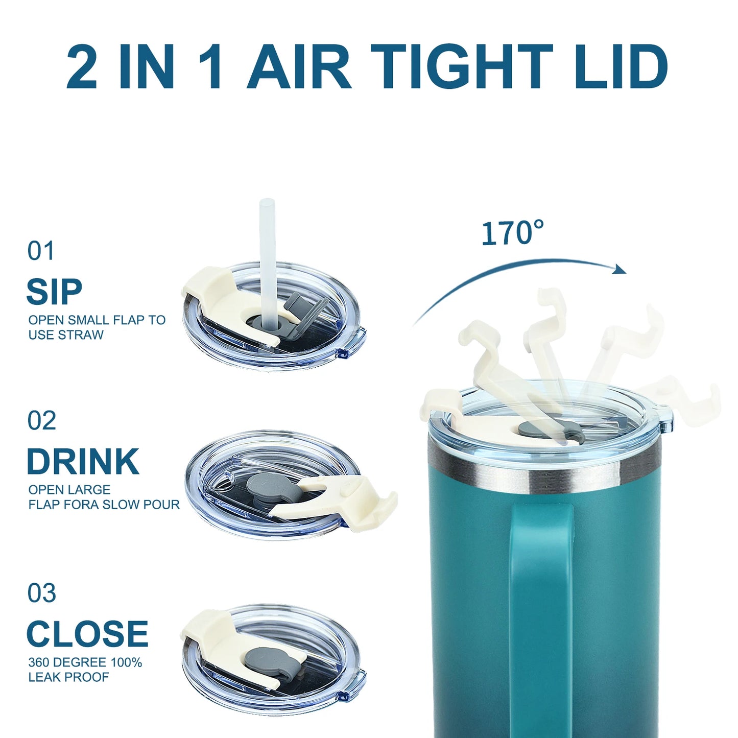 Hemasa 30OZ/ 40OZ Stainless Steel Thermos Bottle Large Insulated Cup Tumbler with Handle Straw Portable Sports Kettle Travel Car Ice Cup
