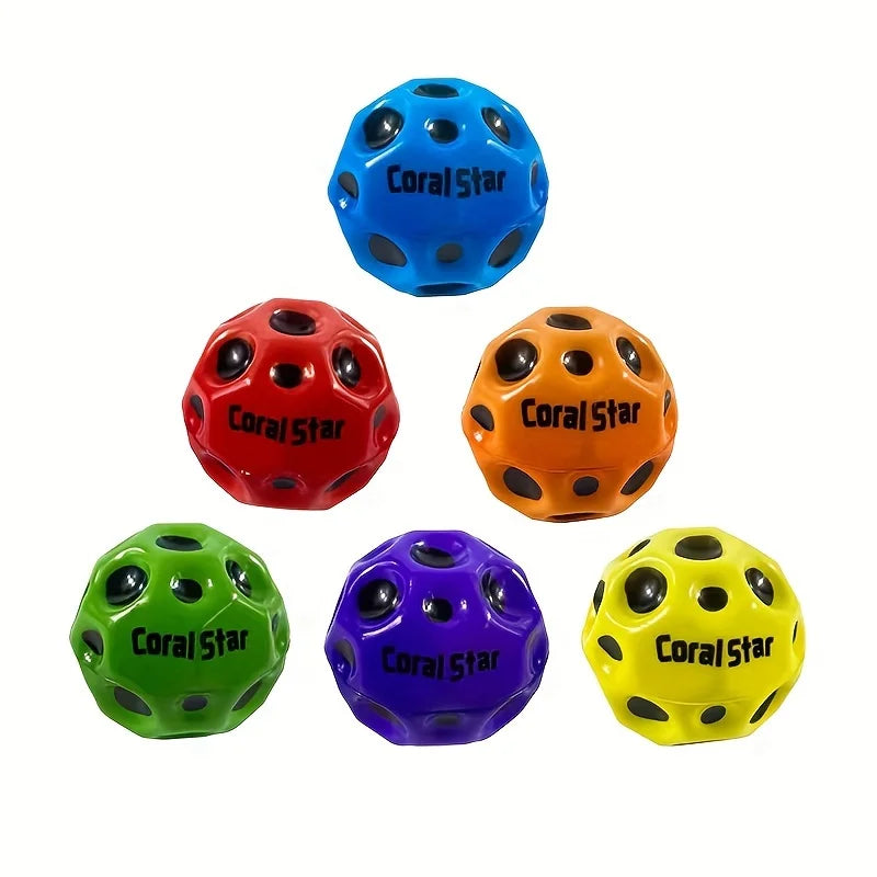 Hemasa   4 pcs Super High Bouncing Ball PU Foam Solid Moon Shape Bouncy Ball Kids Indoor Outdoor Sports Stress Relief Toy Sensory Ball for Kids